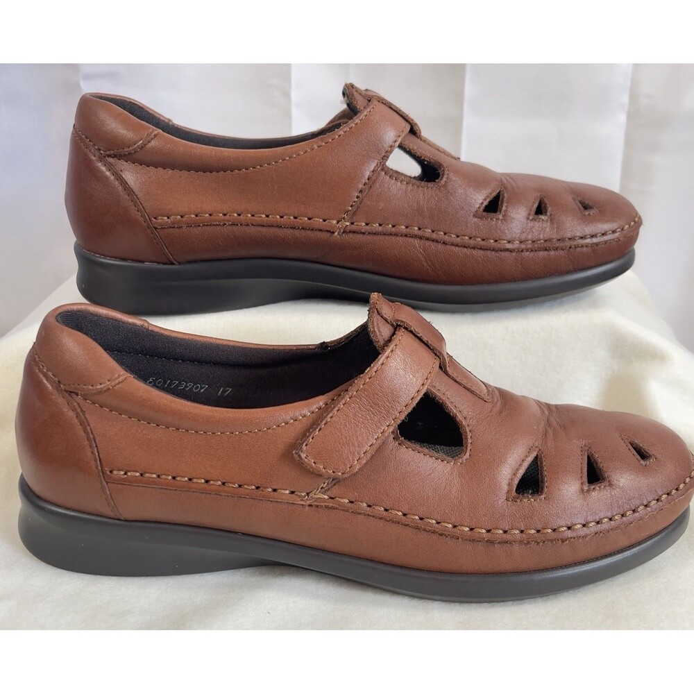 SAS Womens Tripad Roamer Shoes Chestnut Brown Leather Mary Jane Loafers Size 8.5